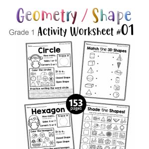 GEOMETRY SHAPE Grade 1 Activity Worksheet Pack #01 153 Pages