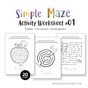 Simple MAZE Activity Worksheet Pack #01 20 Pages