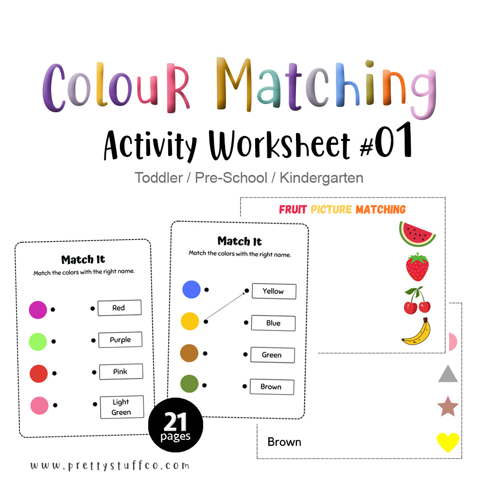 Colour Matching Activity Worksheet #01 21 Pages