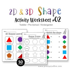 2D & 3D SHAPE Activity Worksheet Pack #02 50 Pages