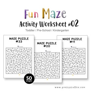Fun MAZE Activity Worksheet Pack #02 50 Pages