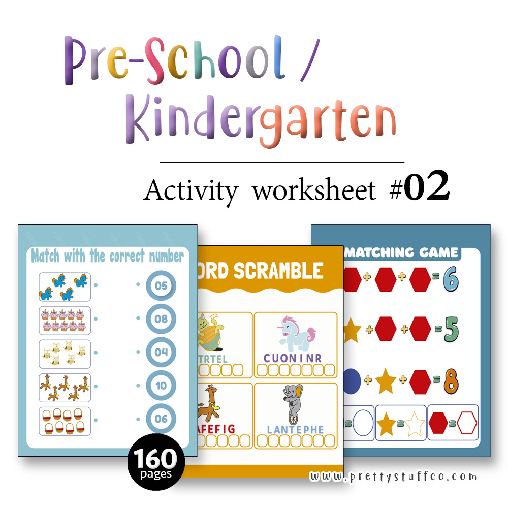 Toddler / Pre-School Activity Worksheet Pack #02 160 Pages