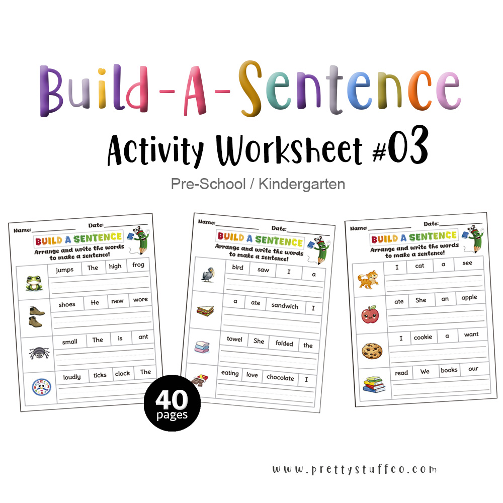 Build A Sentence Activity Worksheet #03 40pages