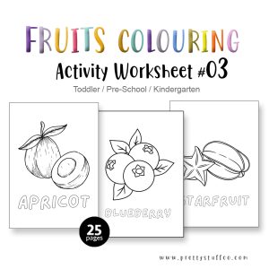 Colouring FRUITS Activity Worksheet Pack #03 25 Pages