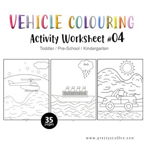 Colouring VEHICLE Activity Worksheet Pack #4  35 Pages