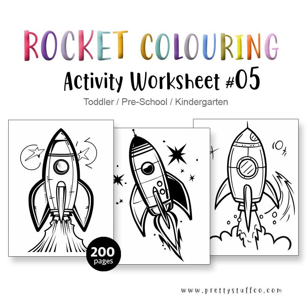 Colouring ROCKET Activity Worksheet Pack #05 200 Pages