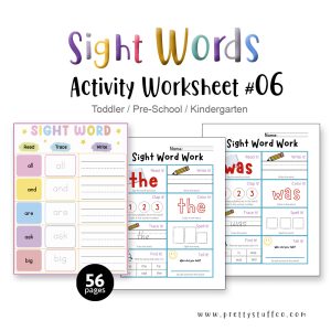 SIGHT WORDS ACTIVITY WORKSHEET PACK #06 56 Pages