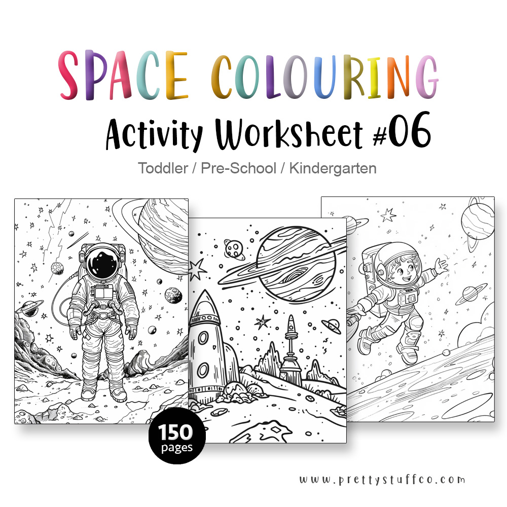 Colouring SPACE Activity Worksheet Pack #06 150 Pages