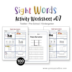 SIGHT WORDS ACTIVITY WORKSHEET PACK #07 100 Pages