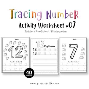 Tracing Number Activity Worksheet Pack #07 40 Pages Printable PDF For Toddlers and Preschool