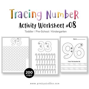 Tracing Number Activity Worksheet Pack #08 200 Pages Printable PDF For Toddlers and Preschool
