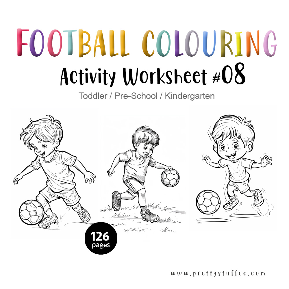 Colouring FOOTBALL Activity Worksheet Pack #08 126 Pages