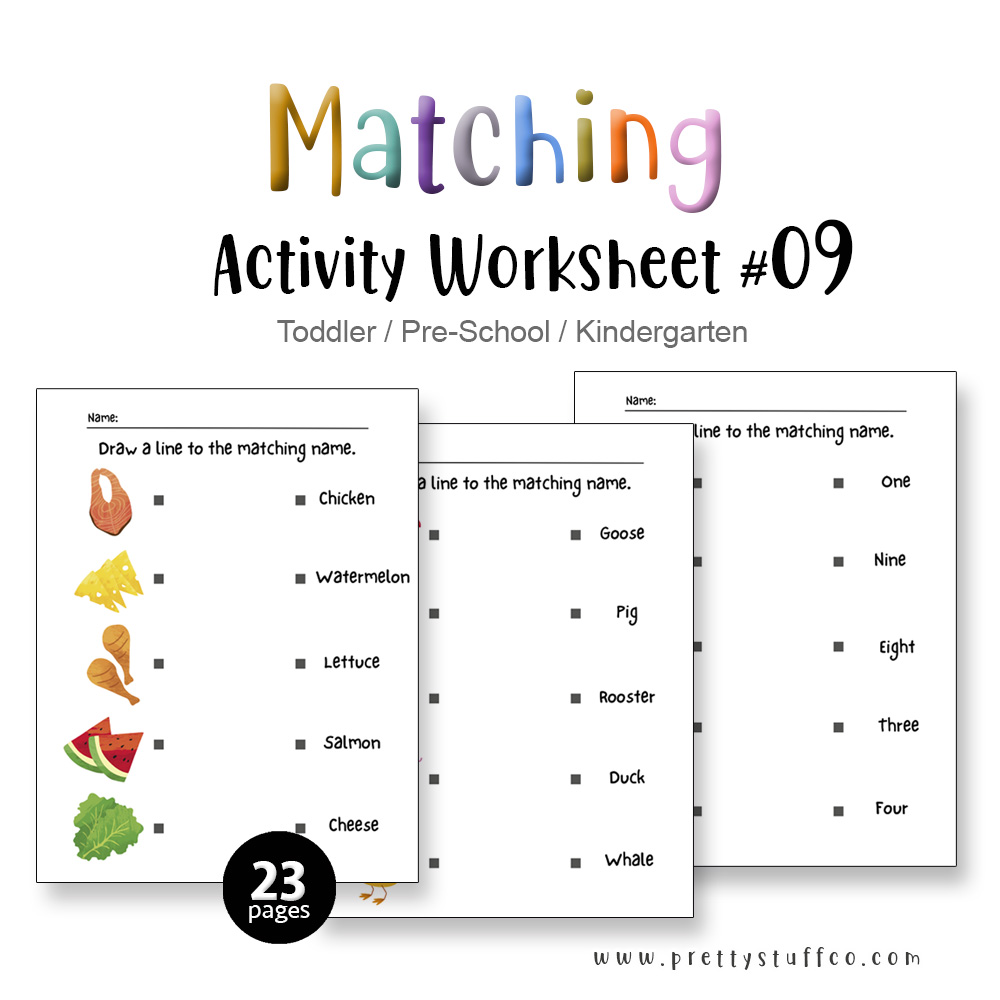 Matching Activity Worksheet #09 23 Pages