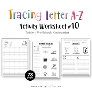 Tracing Letter A-Z Activity Worksheet Pack #10 52 Pages Printable PDF For Toddlers and Preschool