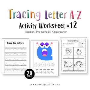 Tracing Letter A-Z Activity Worksheet Pack #12 78 Pages