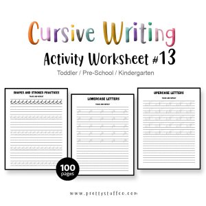 Tracing / Cursive Writing Activity Worksheet Pack #13 100 Pages
