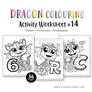 Colouring DRAGON Activity Worksheet Pack #14 36 Pages