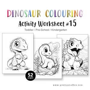 Colouring DINOSAUR Activity Worksheet Pack #15 52 Pages