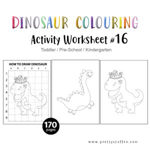 Colouring DINOSAUR Activity Worksheet Pack #16 170 Pages