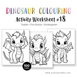 Colouring DINOSAUR Activity Worksheet Pack #18 100 Pages